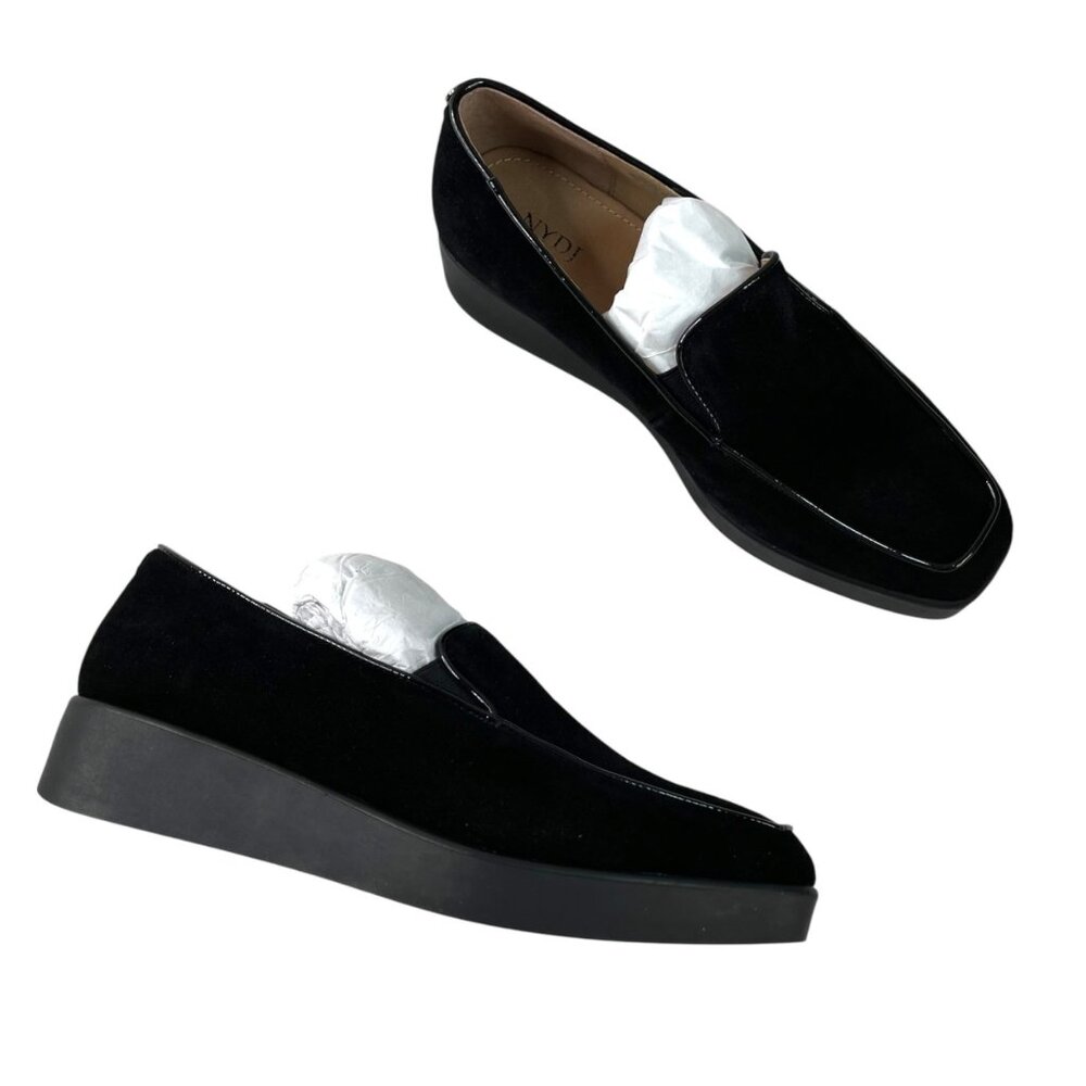 NYDJ Womens Black Velvet Slip-On Gira Platform Loafer 9 M